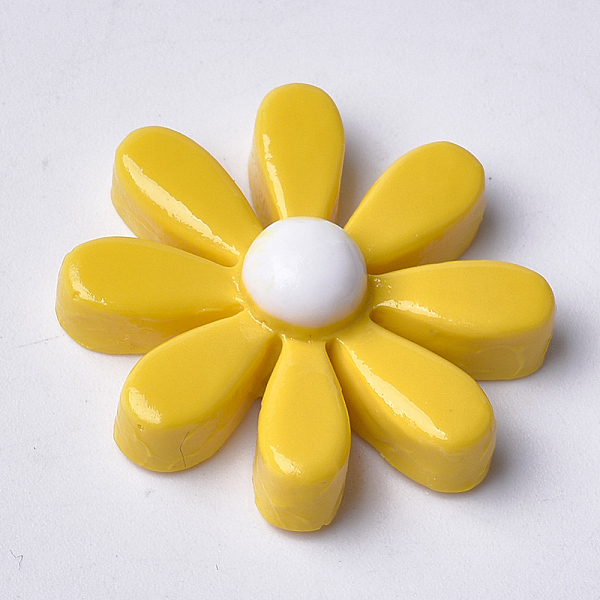 

PandaHall Resin Cabochons, Flower, Gold, 17~18x5~6mm Resin Flower Gold