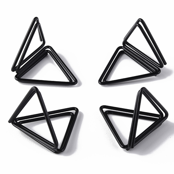 PandaHall Mini Iron Place Card Holders, Cute Table Card Holders, for Wedding, Parties, Triangle, Electrophoresis Black, 17x23x24~30mm Iron...