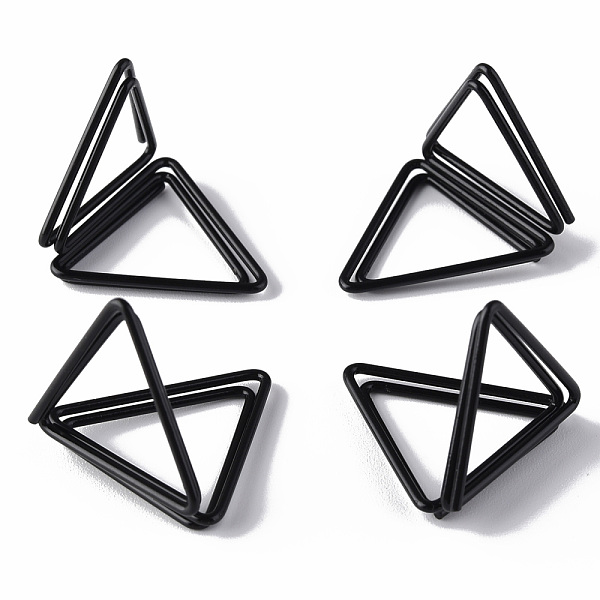 

PandaHall Mini Iron Place Card Holders, Cute Table Card Holders, for Wedding, Parties, Triangle, Electrophoresis Black, 17x23x24~30mm Iron...