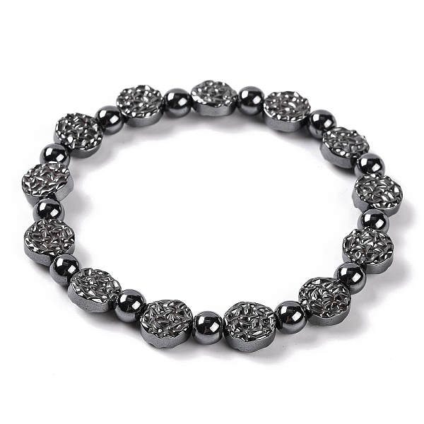 

PandaHall Round & Flat Round Synthetic Non-magnetic Hematite Beaded Stretch Bracelets for Women, Inner Diameter: 2-1/4 inch(5.7cm)...