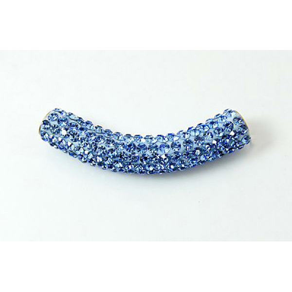 

PandaHall Brass Middle East Rhinestone Beads, Tube, Sapphire, 45~46.5x9mm, Hole: 4mm Brass+Rhinestone Tube Blue