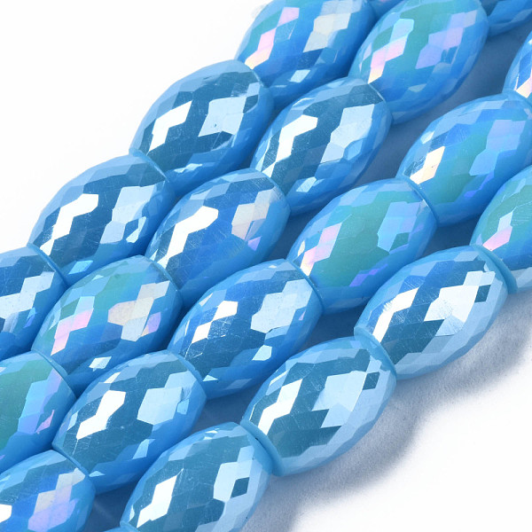 

PandaHall Electroplate Glass Beads Strands, AB Color Plated, Faceted, Oval, Dodger Blue, 11x8mm, Hole: 1.2mm, about 60pcs/strand, 26.38 inch...