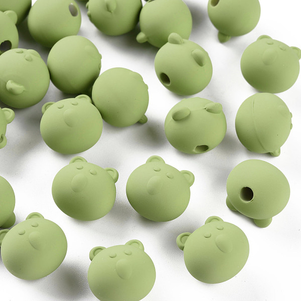

PandaHall Acrylic Beads, Rubberized Style, Half Drilled, Bear, Yellow Green, 15.5x16x15mm, Hole: 3.5mm Acrylic Bear