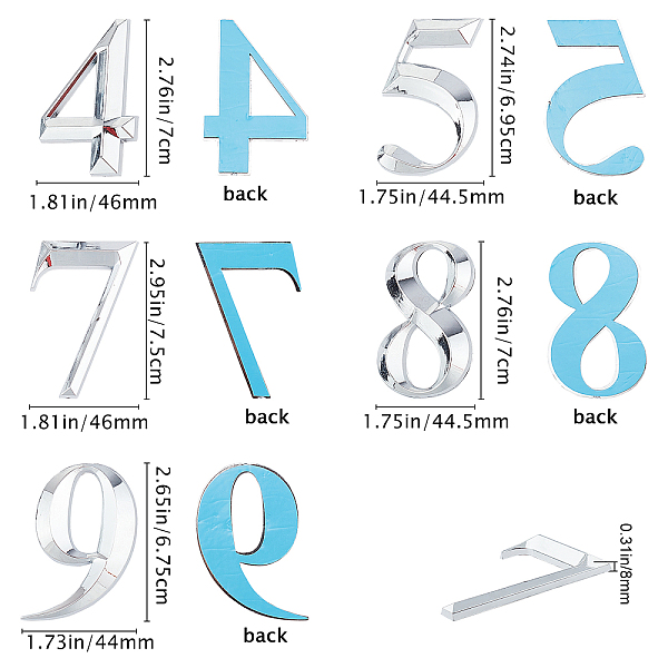 

PandaHall Gorgecraft Plastic & PVC Number Sign Labels, Silver, 0: 50.5x31.5x8mm, 10pcs/set Plastic Silver