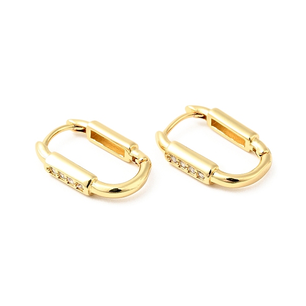

PandaHall Clear Cubic Zirconia Oval Hoop Earrings, Brass Jewelry for Women, Cadmium Free & Nickel Free & Lead Free, Real 18K Gold Plated...