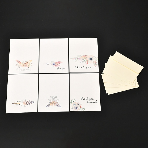 

PandaHall Paper Thank You Greeting Cards and Envelopes, Rectangle with Flower Pattern, White, Greeting Card: 100x150.5x0.9mm, Envelop...