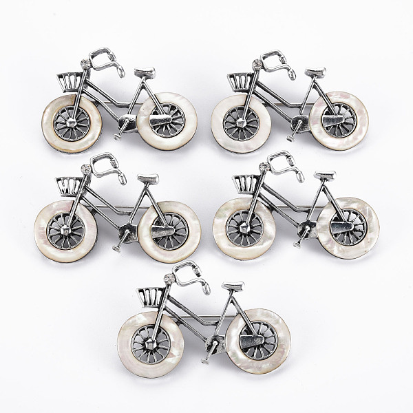 

PandaHall Bicycle Shape Natural White Shell Brooch Pin, Alloy with Rhinestone Lapel Pin for Backpack Clothing, Lead Free & Cadmium Free..., Yellow