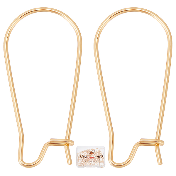 

PandaHall Beebeecraft 50Pcs/Box Kidney Earring Hooks 18K Gold Plated Kidney Ear Wires Earring Hooks 10.5x25mm Dangle Wire for Jewelry Making...