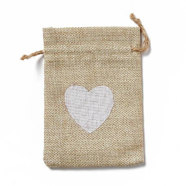 

PandaHall Linen Pouches, Drawstring Bag, Rectangle with White Heart Pattern, Tan, 14x10x0.5cm Cloth Heart Orange