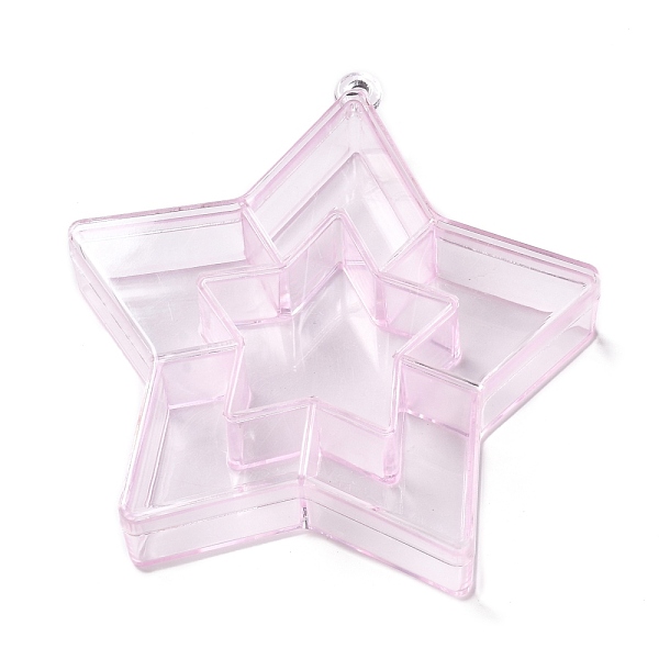 PandaHall Plastic Bead Containers, Candy Treat Gift Box, for Wedding Party Packing Box, Star, Pink, 11.2x10.55x2.3cm, Hole: 3.5mm Plastic...