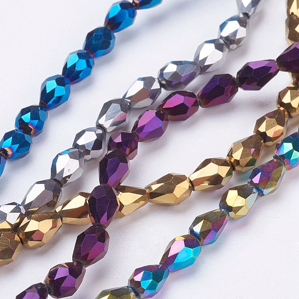 

PandaHall Electroplate Glass Bead Strands, Faceted, teardrop, Mixed Color, 7x6mm, Hole: 1mm, about: 66~68pcs/strand, 19.3 inch Glass...