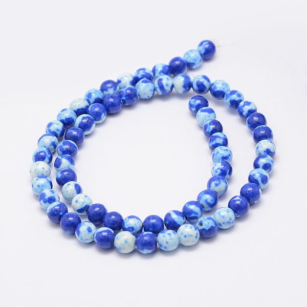

PandaHall Natural Ocean White Jade Beads Strands, Dyed, Round, Royal Blue, 8mm, Hole: 1mm, about 47~48pcs/strand, 15.75 inch(40cm) Ocean...