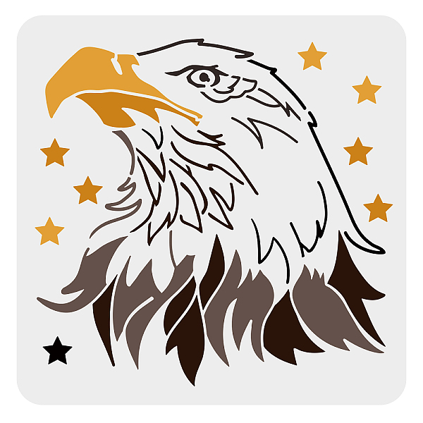PandaHall FINGERINSPIRE Eagle Stencil for Painting 30x30cm Reusable Bald Eagle Stencil DIY Craft Eagle Head Stencil American Eagle Stencil...