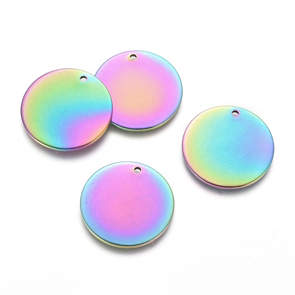 

PandaHall Ion Plating(IP) 304 Stainless Steel Pendants, Blank Stamping Tag, Flat Round, Rainbow Color, 20x1mm, Hole: 1.4mm 304 Stainless...