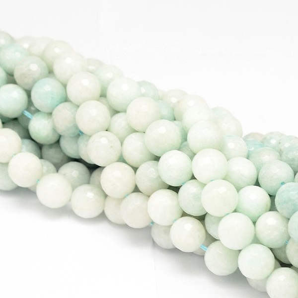 Faceted Round Natural Peru Amazonite Bead Strands