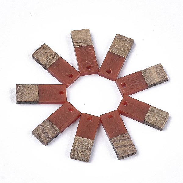 

PandaHall Resin & Walnut Wood Pendants, Rectangle, Sienna, 23x9x3.5mm, Hole: 1.8mm Resin+Wood Rectangle Brown