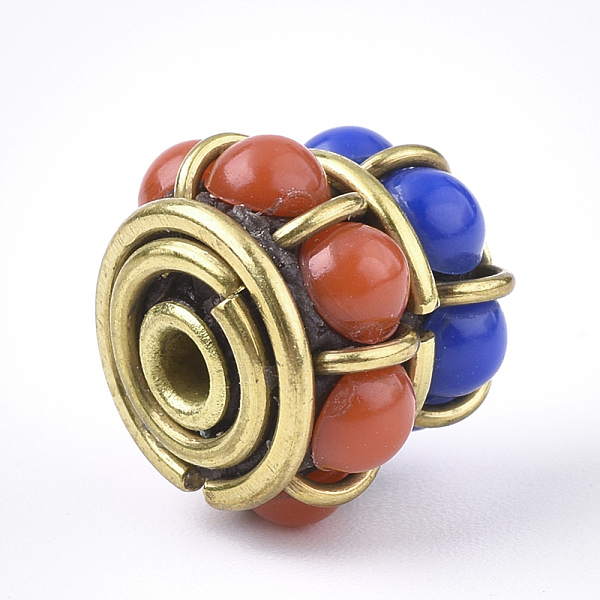 

PandaHall Handmade Indonesia Beads, with Brass Findings, Golden, Blue, 12x11~11.5mm, Hole: 2mm Polymer Clay Others Blue