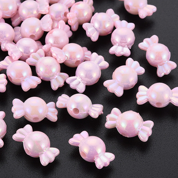 

PandaHall Opaque Acrylic Beads, AB Color, Candy, Pink, 17x9x9mm, Hole: 2mm, about 943pcs/500g Acrylic Candy Pink
