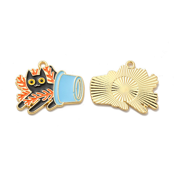

PandaHall Alloy Enamel Pandants, Lead Free & Cadmium Free, for Halloween, Cat Charm, Light Gold, 22x28x1.5mm, Hole: 1.8mm Alloy+Enamel Cat...