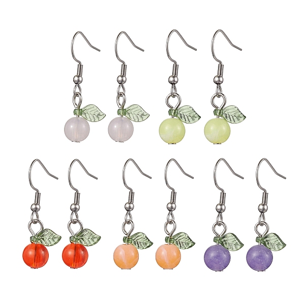 

PandaHall 5Pairs 5 Colors Acrylic Dangle Earrings, with 304 Stainless Steel Earring Hooks, Round, Stainless Steel Color, 32.5x12.5mm..., Multicolor