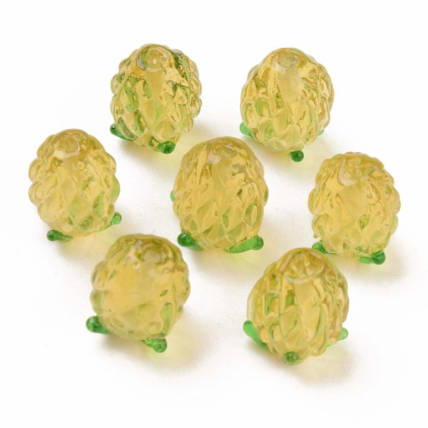 

PandaHall Handmade Bumpy Lampwork Beads, Pineapple, Light Khaki, 14.5x11x11mm, Hole: 1.2mm Lampwork Fruit