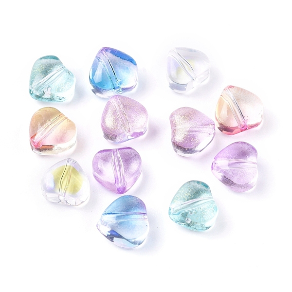 

PandaHall Electroplate Glass Beads, with Glitter Powder, Heart, Mixed Color, 5.5x6x3.7mm, Hole: 0.8mm Glass Heart Multicolor