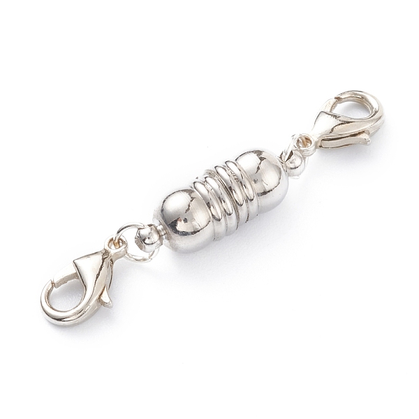 

PandaHall Brass Magnetic Clasps Converter, with Alloy Lobster Claw Clasps, Column, Platinum, 46x7mm Brass Column