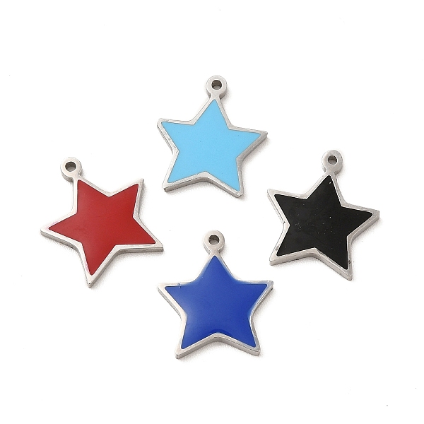 

PandaHall 304 Stainless Steel Enamel Charms, Star Charm, Stainless Steel Color, Mixed Color, 14.5x13x1.4mm, Hole: 1mm Stainless Steel+Enamel..., Multicolor