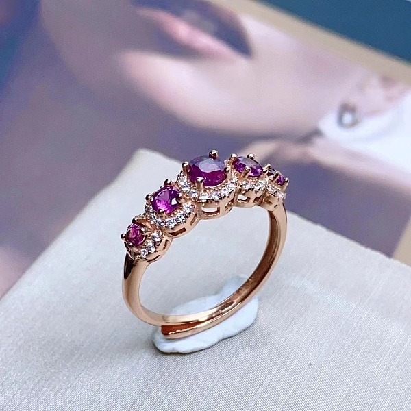 Flat Round Natural Garnet Finger Rings