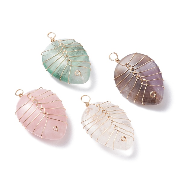 

PandaHall Natural Mixed Gemstone Pendants, with Light Gold Tone Copper Wire Wrapped, Water Drop, 42~43x25~26x12mm, Hole: 4mm Mixed Goldstone...