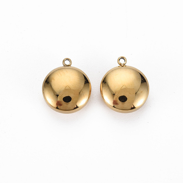 

PandaHall Ion Plating(IP) 304 Stainless Steel Charms, Cadmium Free & Nickel Free & Lead Free, Flat Round, Golden, 12.5x10x5mm, Hole: 1.5mm...