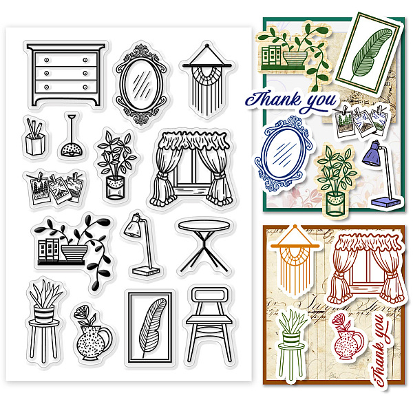 

PandaHall PH Furniture Clear Stamps for Card Making, Desk Rubber Stamps Mirror Transparent Craft Stamp Flower Vases Seal Stamp for DIY...