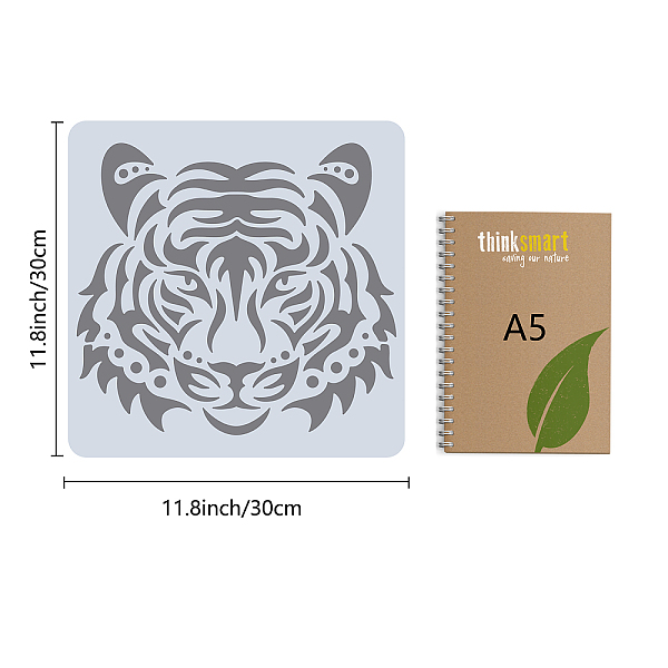 

PandaHall PET Plastic Drawing Painting Stencils Templates, Square, White, Tiger Pattern, 30x30cm Plastic Tiger White
