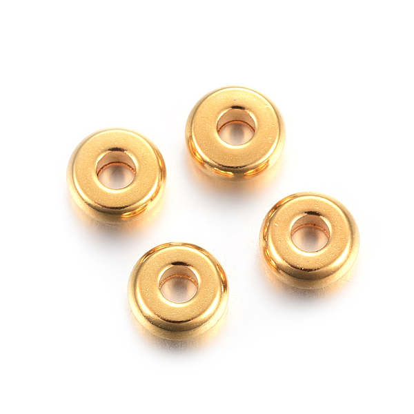 

PandaHall 304 Stainless Steel Spacer Beads, Flat Round, Golden, 5x2mm, Hole: 1.5mm 304 Stainless Steel Flat Round
