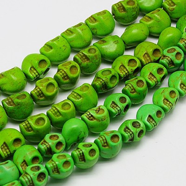 

PandaHall Synthetic Turquoise Beads Strands, Dyed, Skull, Lime Green, 10x8x9mm, Hole: 1mm, about 40pcs/strand, 16 inch Synthetic Turquoise...