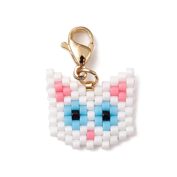 

PandaHall Handmade Loom Pattern Seed Beads Pendants Decoration, with 304 Stainless Steel Lobster Claw Clasps, Cat Shape, 22mm Glass Cat...
