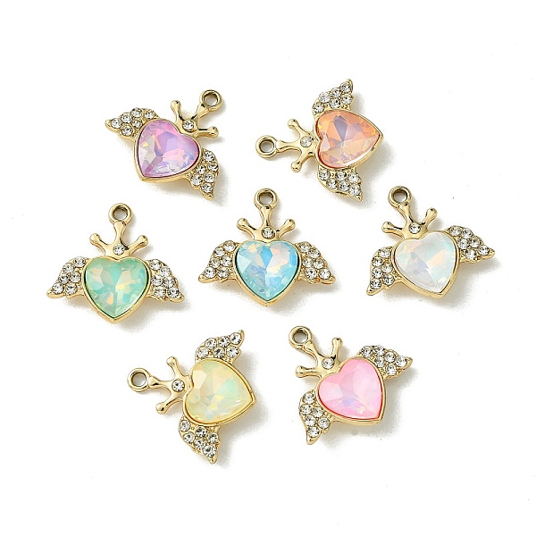 

PandaHall UV Plating Alloy Mixed Color Glass Rhinestone Pendants, Heart with Wings, Golden, 21.5x22.5x5mm, Hole: 2mm Alloy+Rhinestone Heart..., Multicolor