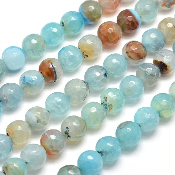 

PandaHall Dyed Natural Agate Faceted Round Beads Strands, Pale Turquoise, 10mm, Hole: 1mm, about 38pcs/strand, 15 inch Natural Agate Round