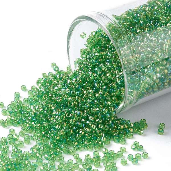 

PandaHall TOHO Round Seed Beads, Japanese Seed Beads, (167) Transparent AB Peridot, 15/0, 1.5mm, Hole: 0.7mm, about 3000pcs/bottle..., Green