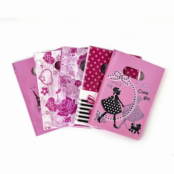

PandaHall Printed Plastic Bags, Rectangle, Hot Pink, 40x30cm Plastic Pink