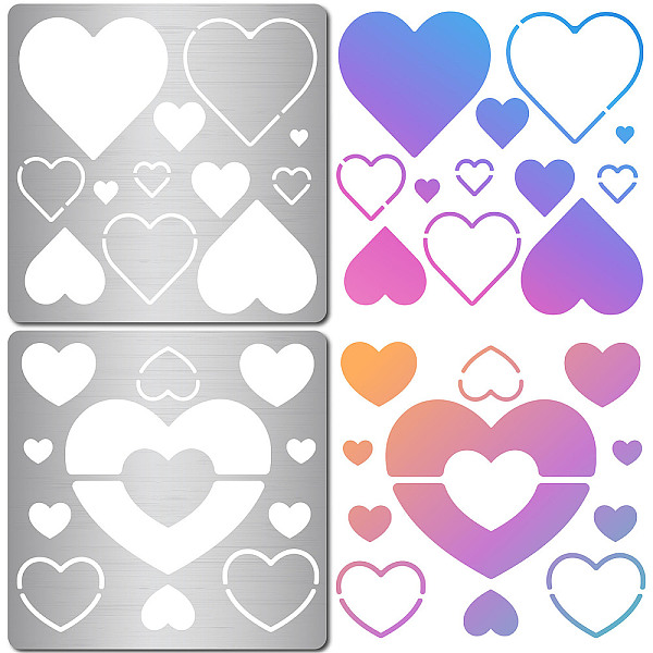 

PandaHall GORGECRAFT 2 Styles Love Heart Metal Stencil Reusable Hearts Stainless Steel Journal Jewelry Shape Template for Making Earrings...