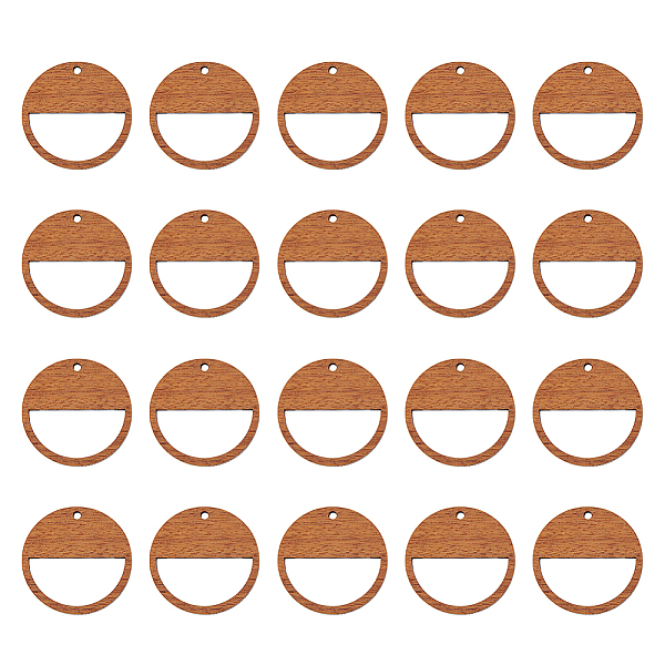 

PandaHall SUPERFINDINGS 20Pcs Walnut Wood Pendants, Hollow Flat Round Charms, Undyed, Camel, 30x2mm, Hole: 2mm Wood Flat Round Brown