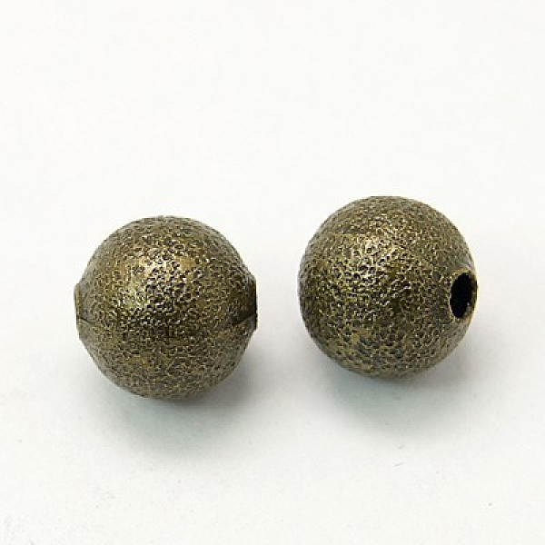 

PandaHall Brass Textured Beads, Round, Antique Bronze, 8mm, Hole: 1.5~2mm Brass Round