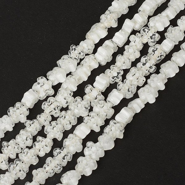 

PandaHall Handmade Millefiori Glass Bead Strands, Flower, White, 3.5~5.5x3.5~5.5x3mm, Hole: 1mm, about 93pcs/strand, 14.76''(37.5cm)...