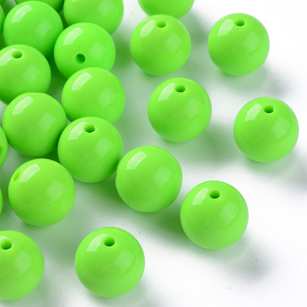 

PandaHall Opaque Acrylic Beads, Round, Lime, 20x19mm, Hole: 3mm, about 111pcs/500g Acrylic Round Green
