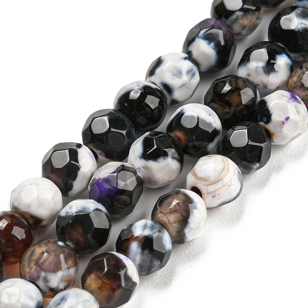 

PandaHall Dyed Natural Fire Crackle Agate Beads Strands, Faceted Round, Saddle Brown, 4mm, Hole: 0.8mm, about 94~95pcs/strand, 14.37~14.57...