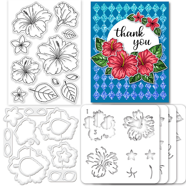 

PandaHall Globleland 1 Sheet PVC Plastic Stamps with 1Pc Carbon Steel Cutting Dies Stencils and 1 Set PET Drawing Painting Stencils, for DIY...