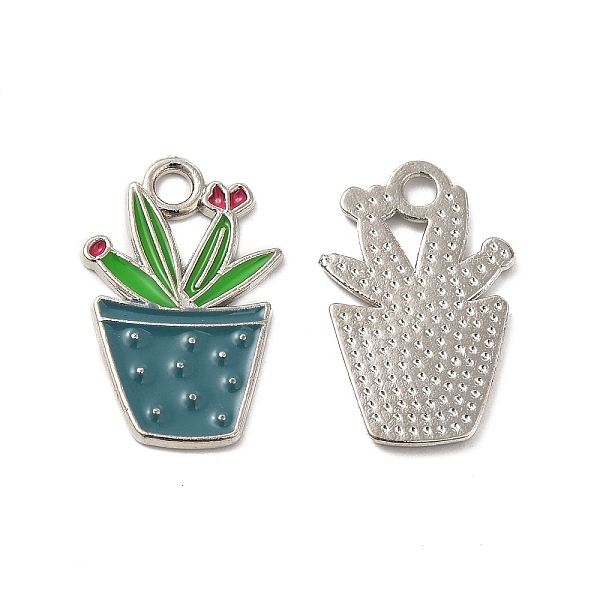 

PandaHall Alloy Enamel Pendants, Potted Plant Charm, Platinum, Teal, 22x14.5x1.5mm, Hole: 2.5mm Alloy+Enamel Others Cyan