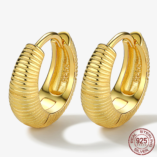 

PandaHall 925 Sterling Silver Hoop Earrings, Ring, with 925 Stamp, Real 18K Gold Plated, 16mm Sterling Silver Ring