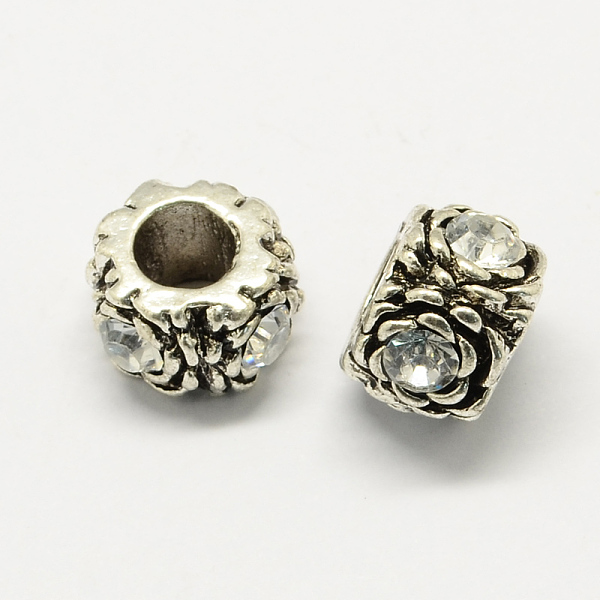 

PandaHall Alloy Rhinestone European Beads, Flower Large Hole Beads, Crystal, 12x8mm, Hole: 5mm Alloy+Rhinestone Flower Clear